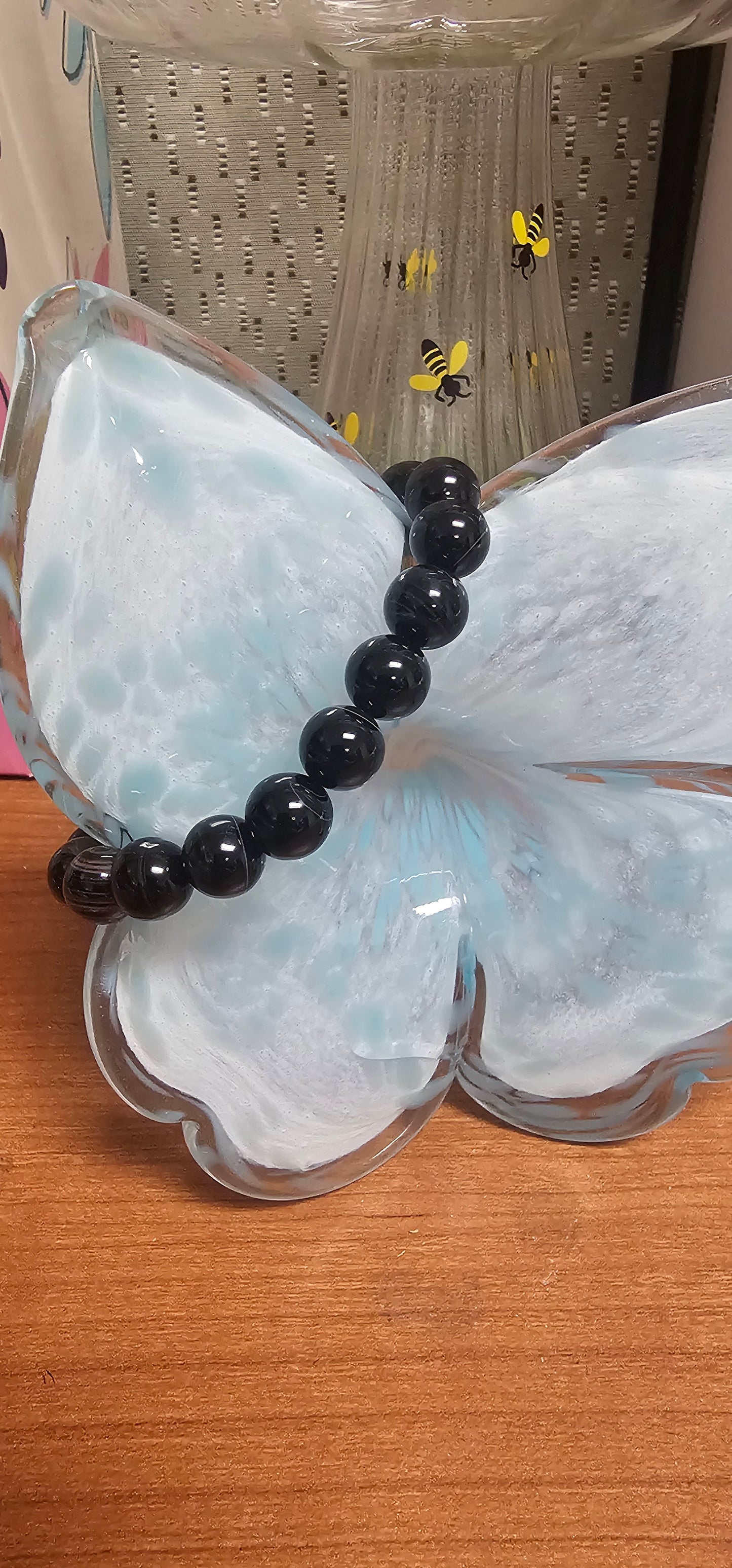 Black Phantom Agate bracelet - 10mm