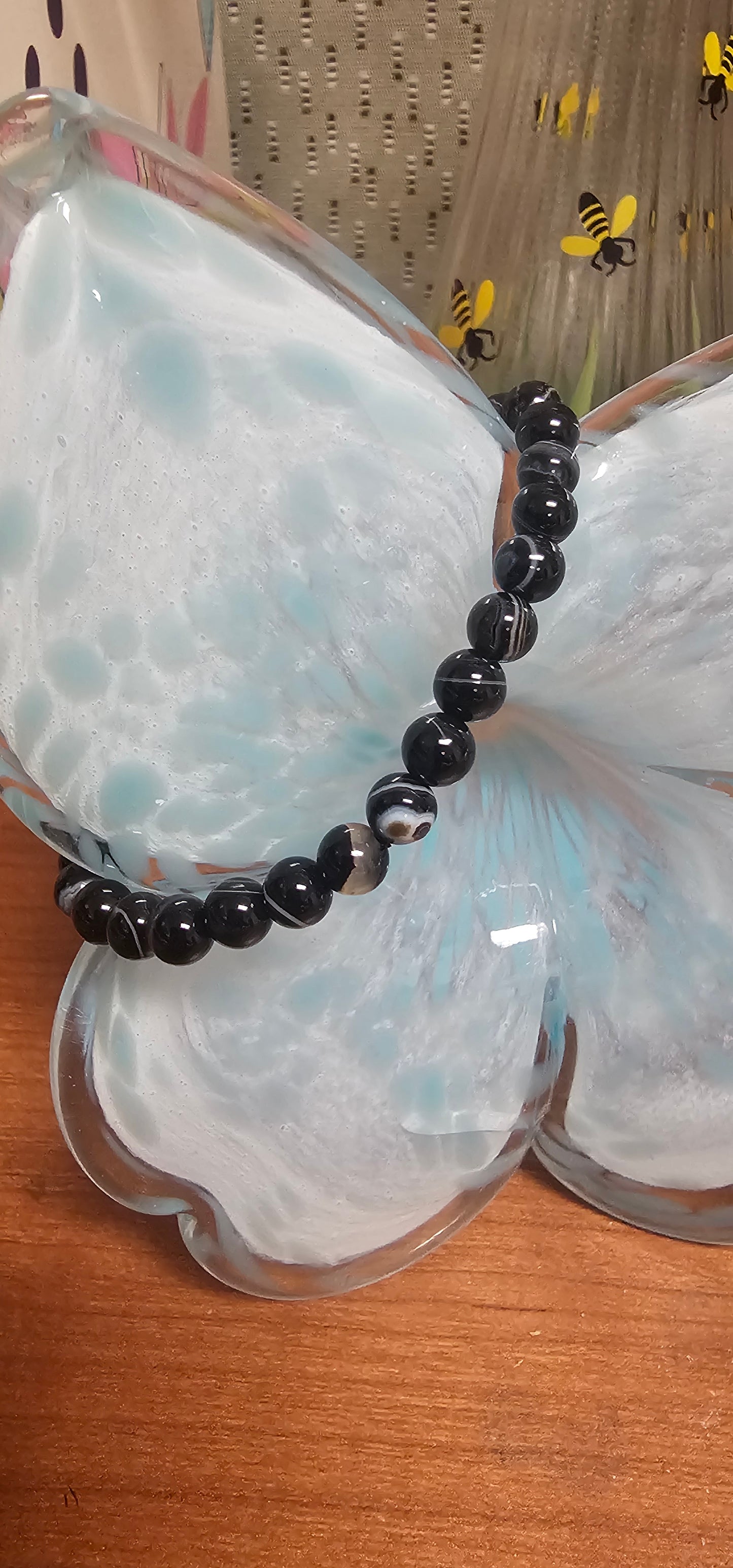 Black Phantom Agate bracelet - 6mm