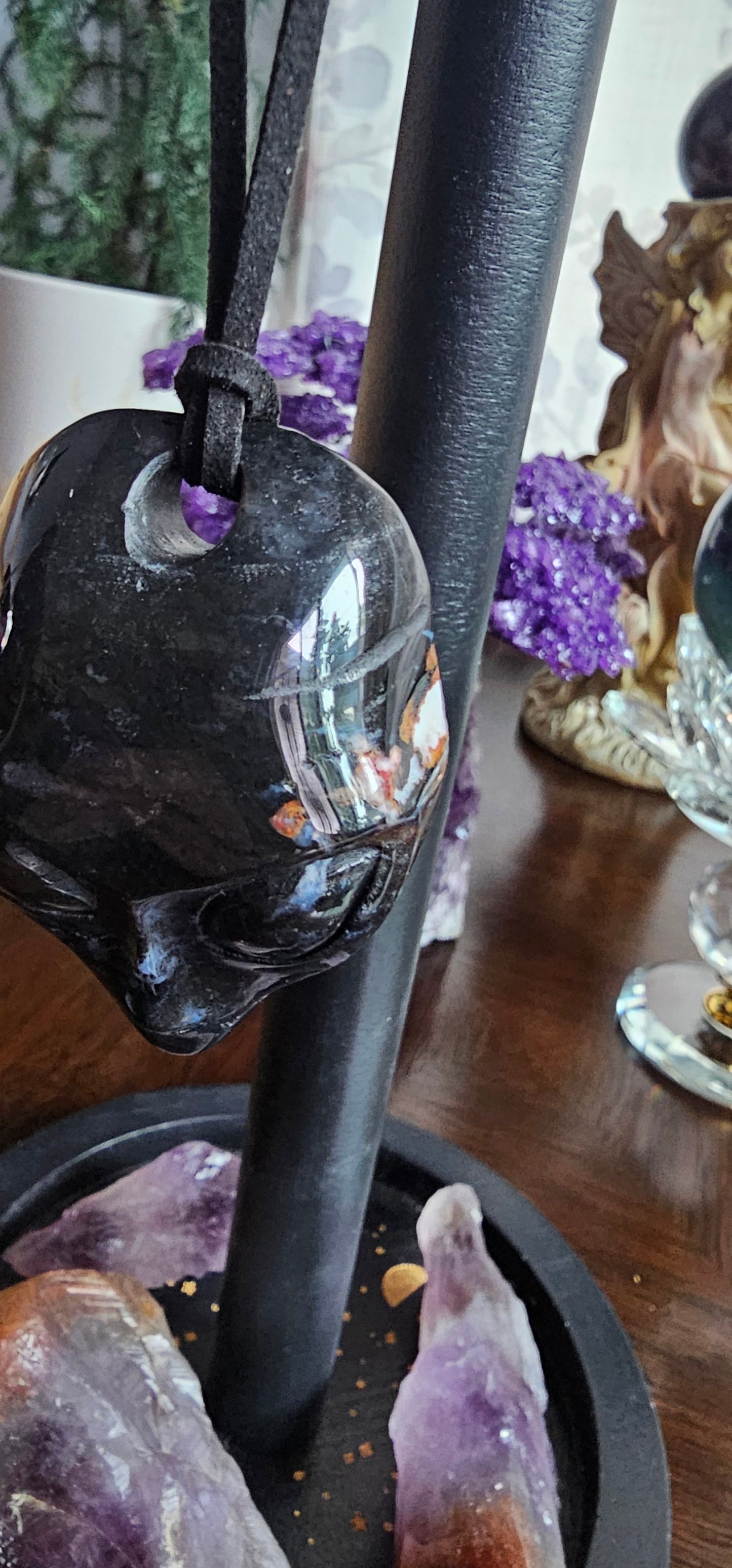 Black Zebra Agate Pendant- 1.4” Alien Pendant-