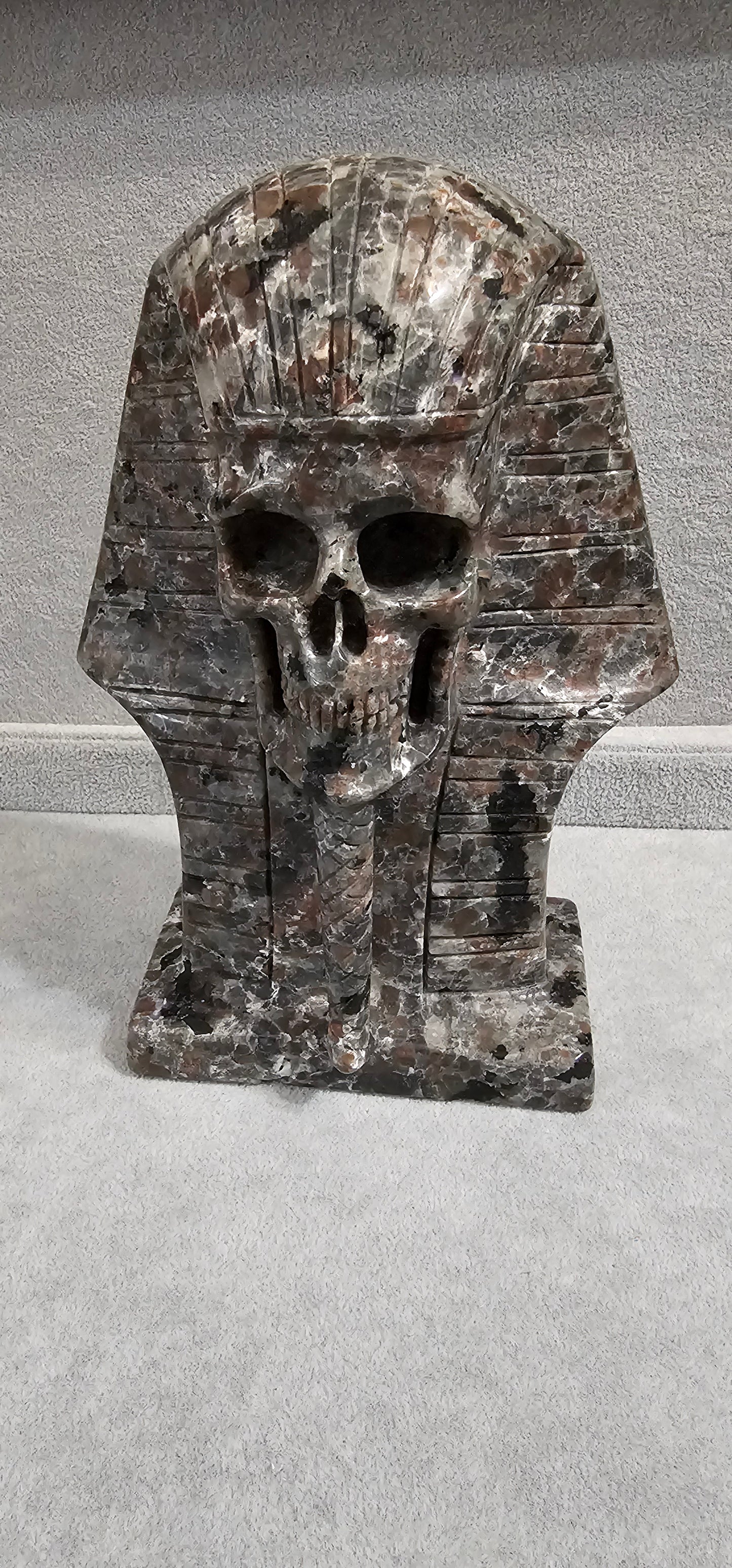 Yooperlite Pharoah, Hand carved crystal skull, Realistic, Crystal Healing