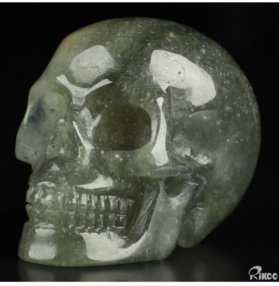 Green Grape Agate 2" Skullis, Hand Carved Crystal Skull, Realistic, Crystal Healing
