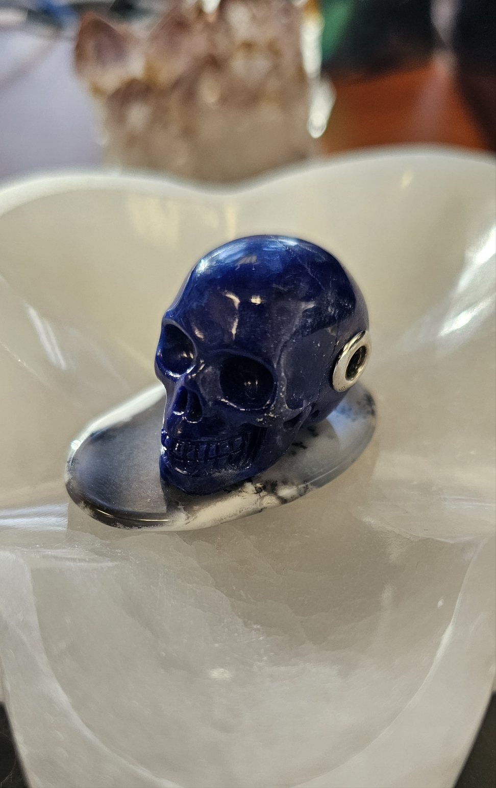 Lapis Lazuli Hand Carved Skullis Skull pendant