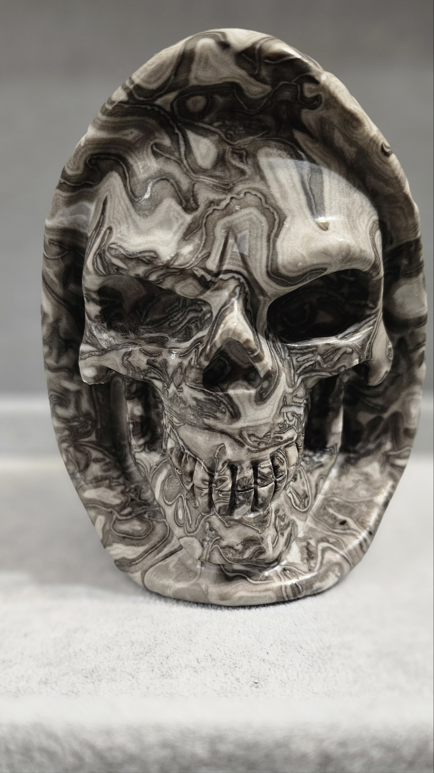 5.5"Crocodile Jasper Hand Carved Crystal Death Skull-Skullis