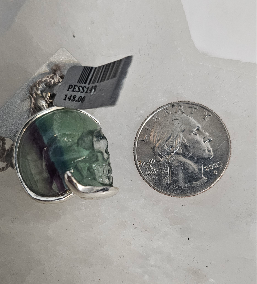 Flourite Starborn carved skull pendant