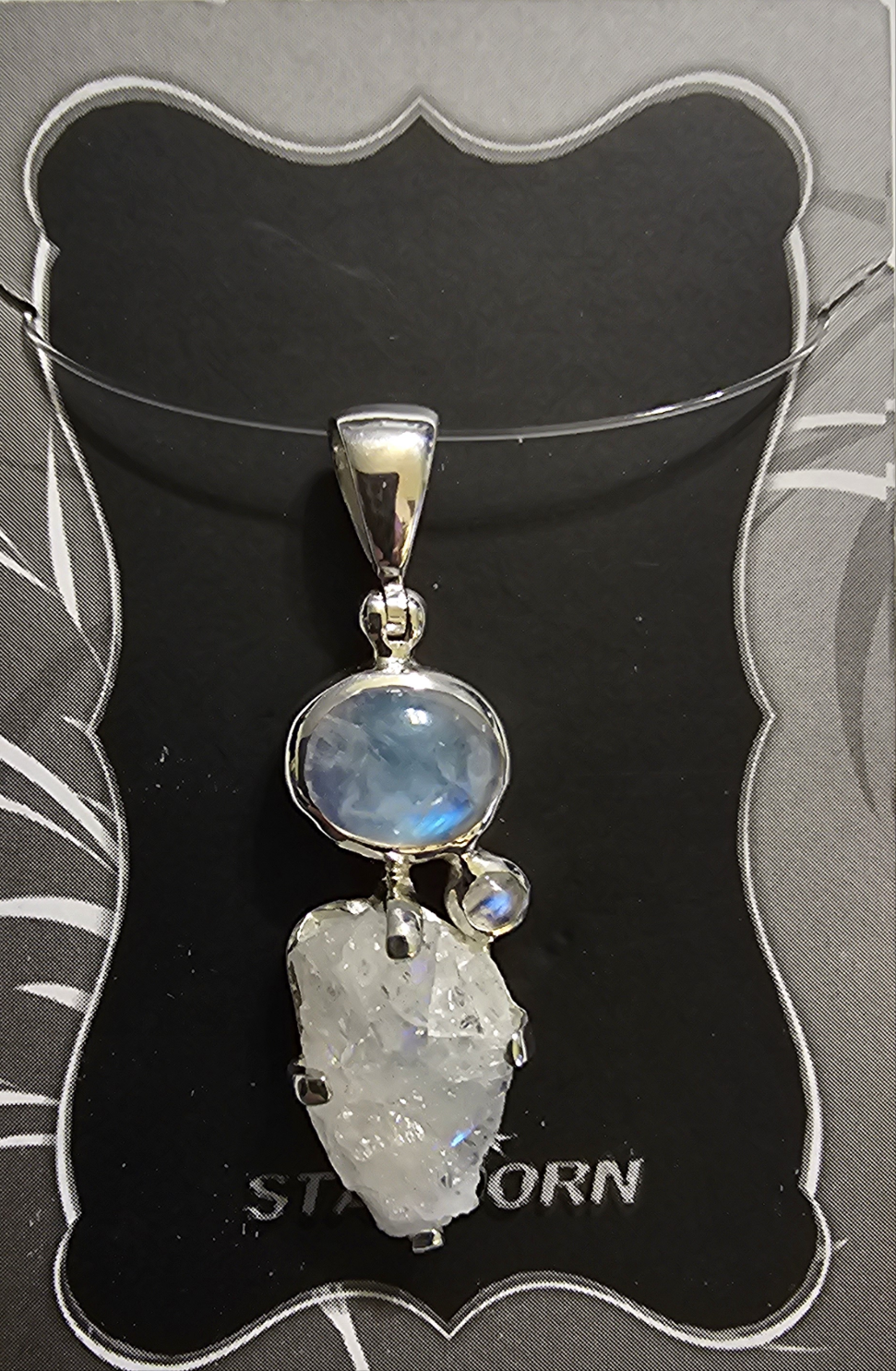 Rainbow Moonstone Multi-stone Pendant in Sterling Silver