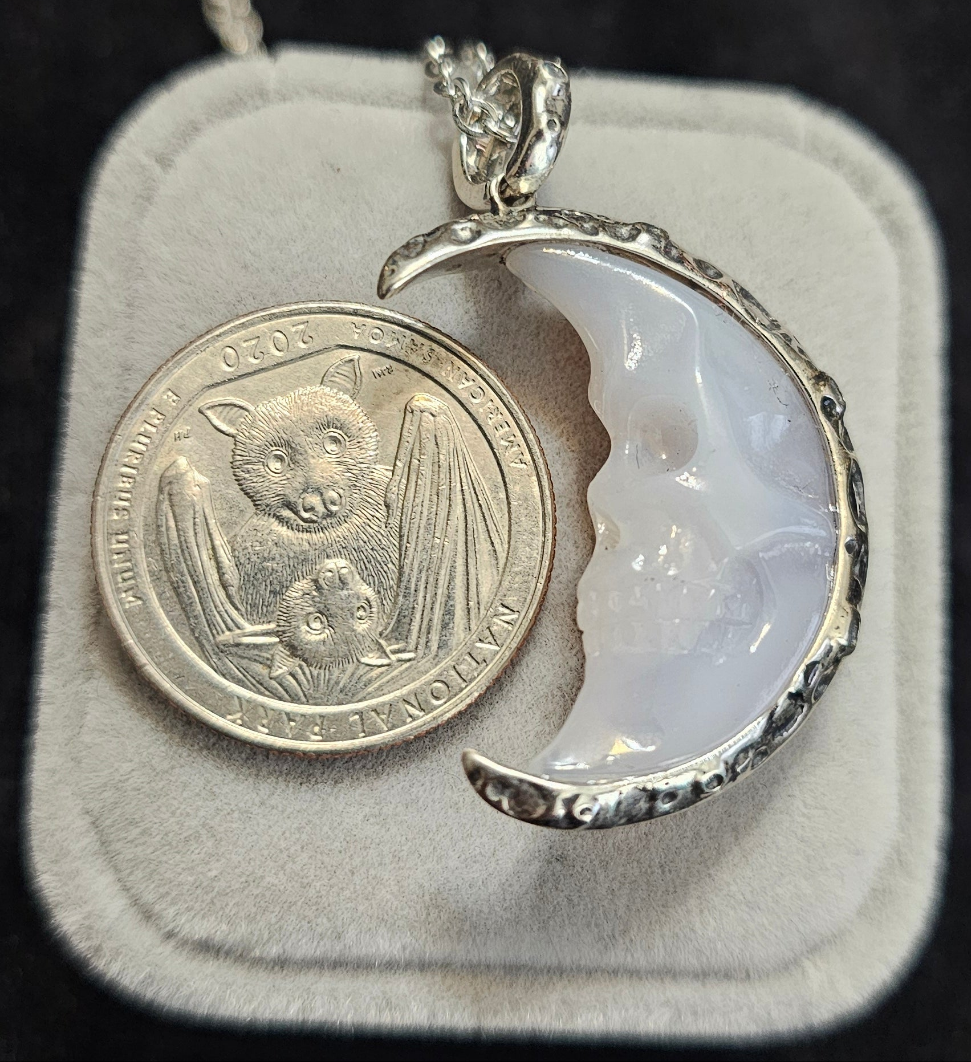 Blue Chalcedony Crescent Moon pendant