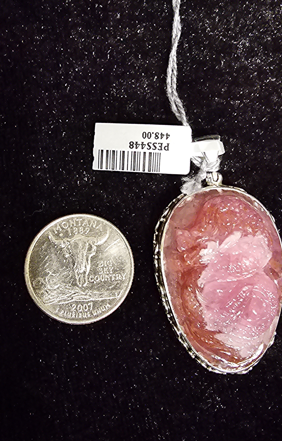 Pink Cabalto Calcite Carved Dragon Pendant