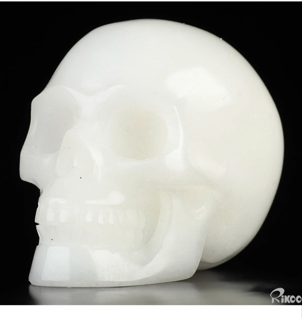 White Jade 2" Skullis, Hand Carved Crystal Skull, Realistic, Crystal Healing