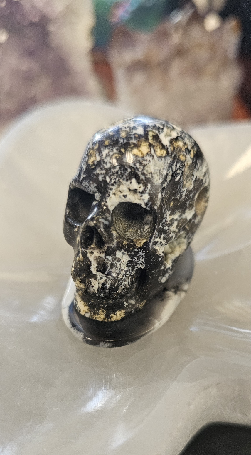 Blue Ocean Agate Hand Carved Skullis skull pendant