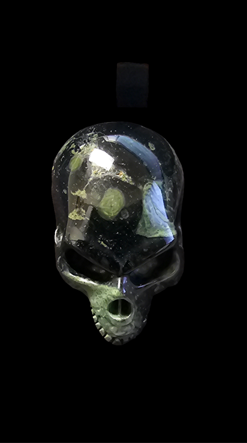 Kambaba Jaspe, Skullis, hand carved skull pendant 1.9"