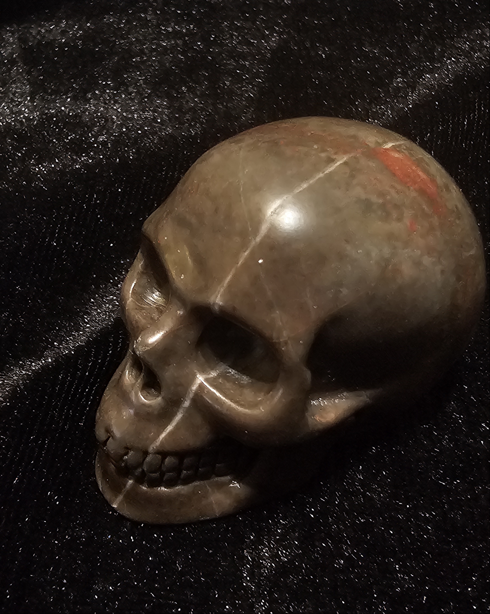 Chinese Bloodstone 2" Skullis, Hand Carved Crystal Skull, Realistic, Crystal Healing
