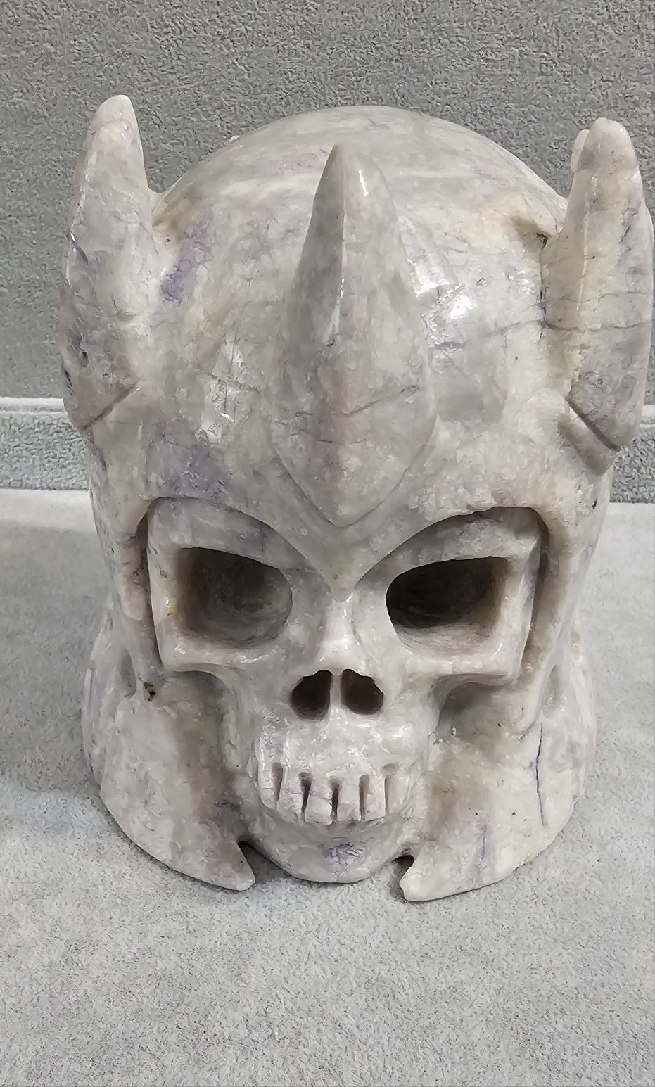 4.8" Lepidolite Crystal King Skull Hand Carved Crystal Skull, Realistic, Crystal Healing-Skullis