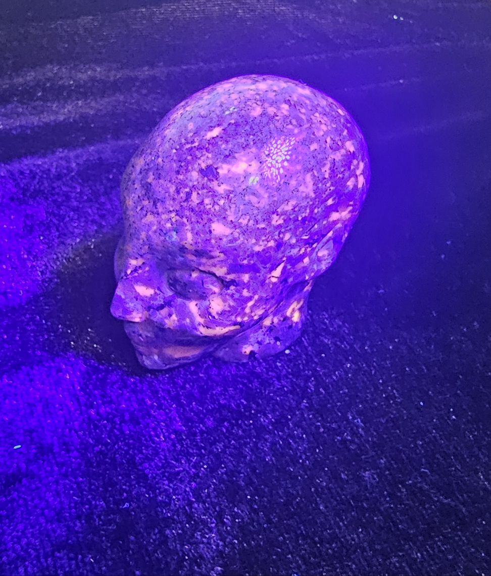 Yooperlite 2" Skullis Hand Carved Crystal Fairy Elf Alien, Realistic, Crystal Healing