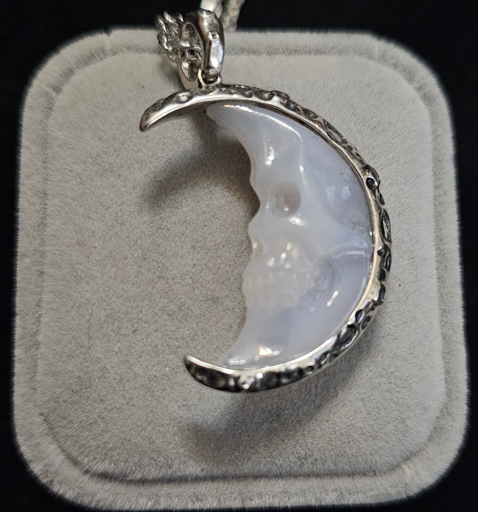 Blue Chalcedony Crescent Moon pendant