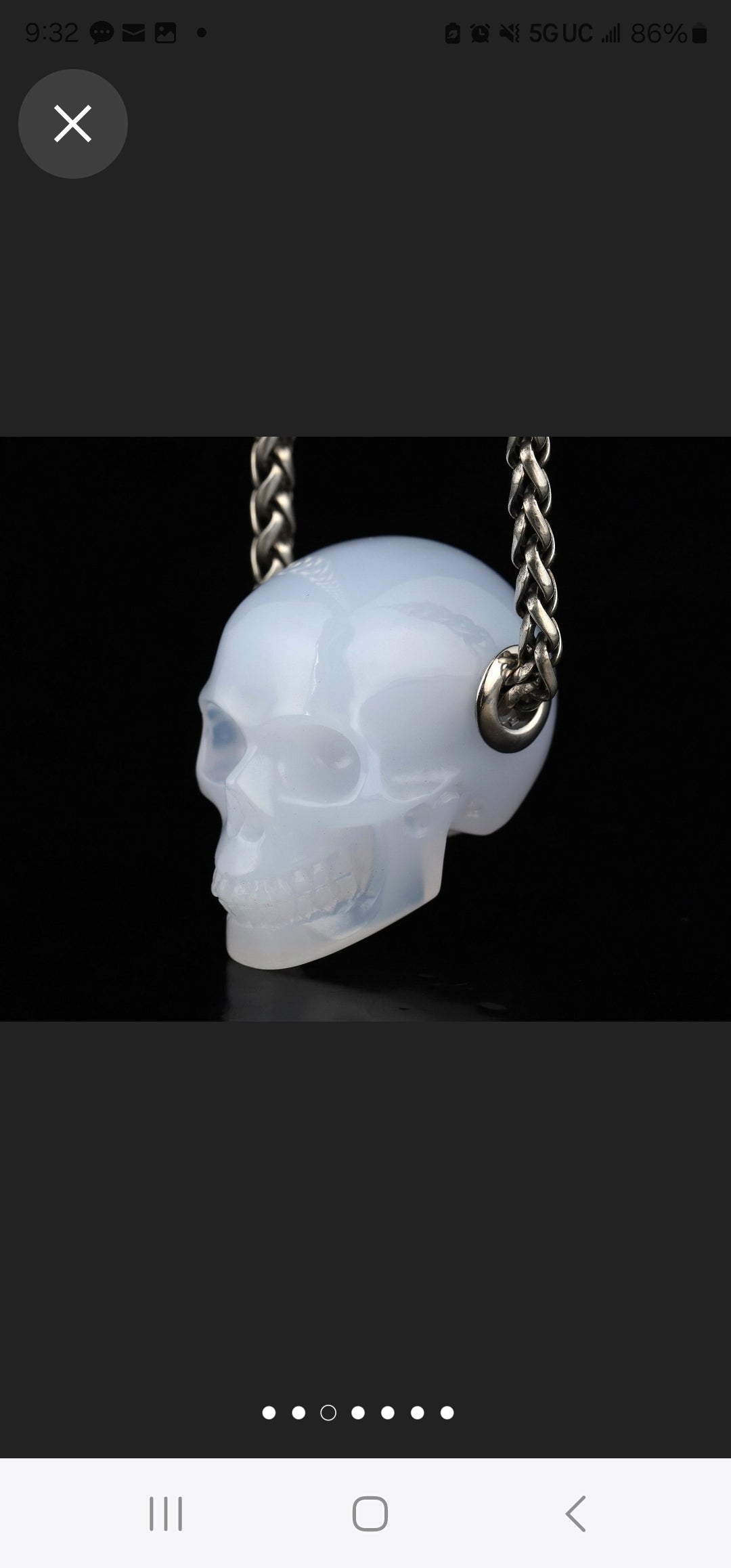 Blue Chalcedony Hand Carved Skullis Skull pendant