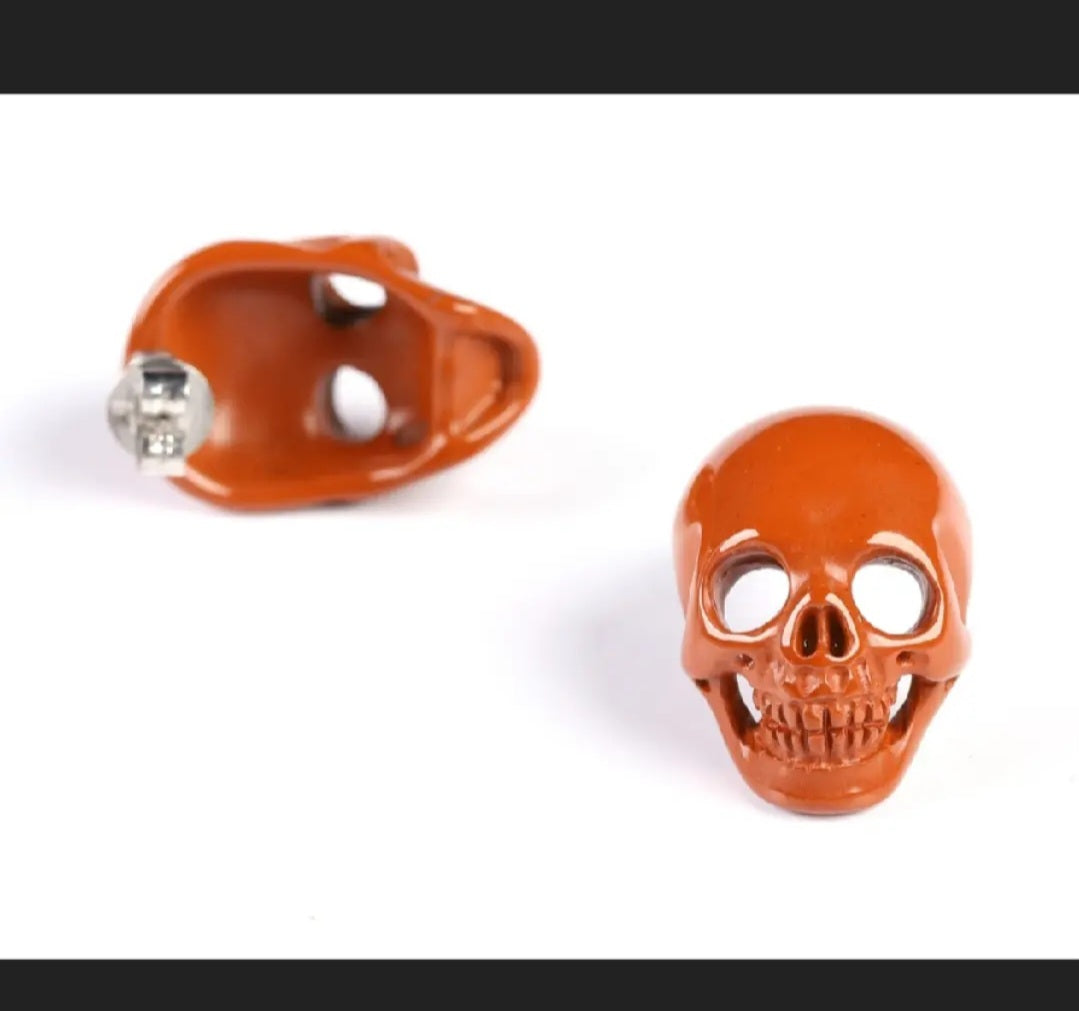 Red Jasper Hand Carved Crystal Skull earrings