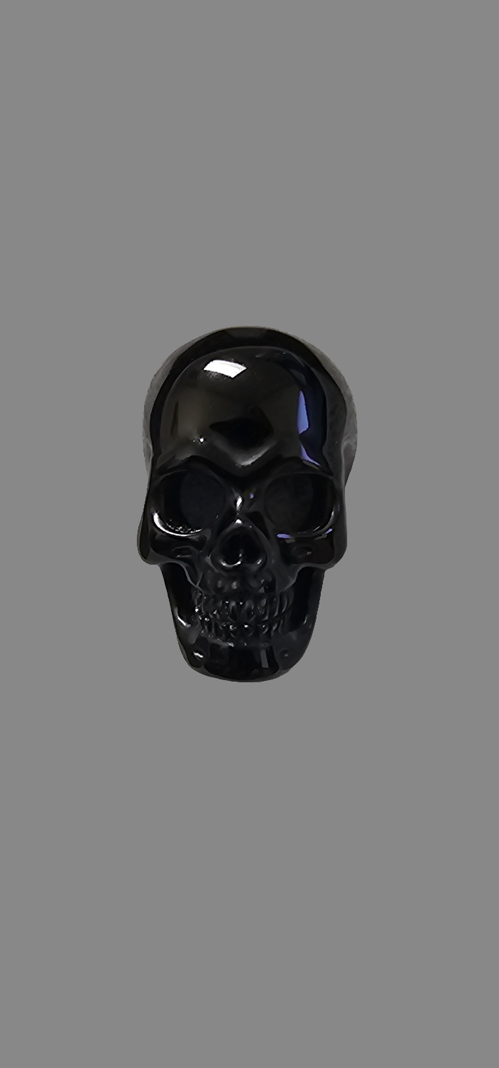Black Obsidian, Skullis hand carved skull with invisible bale