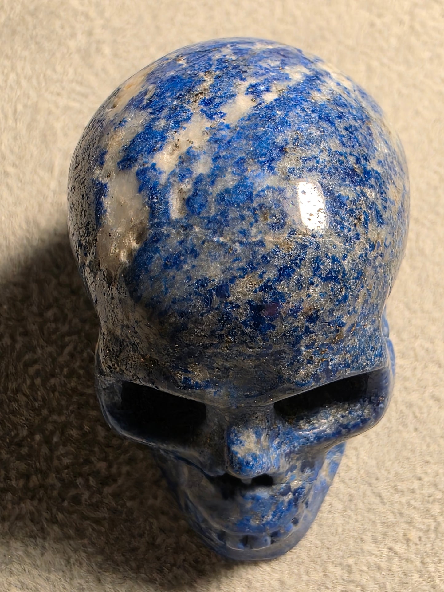 2.0"Lapis Lazuli, Hand Carved Crystal Skull, Realistic, Crystal Healing