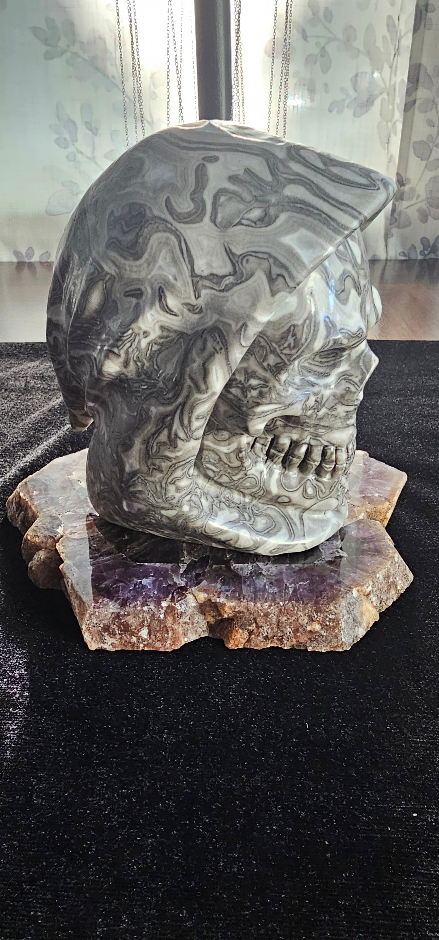 5.5"Crocodile Jasper Hand Carved Crystal Death Skull-Skullis