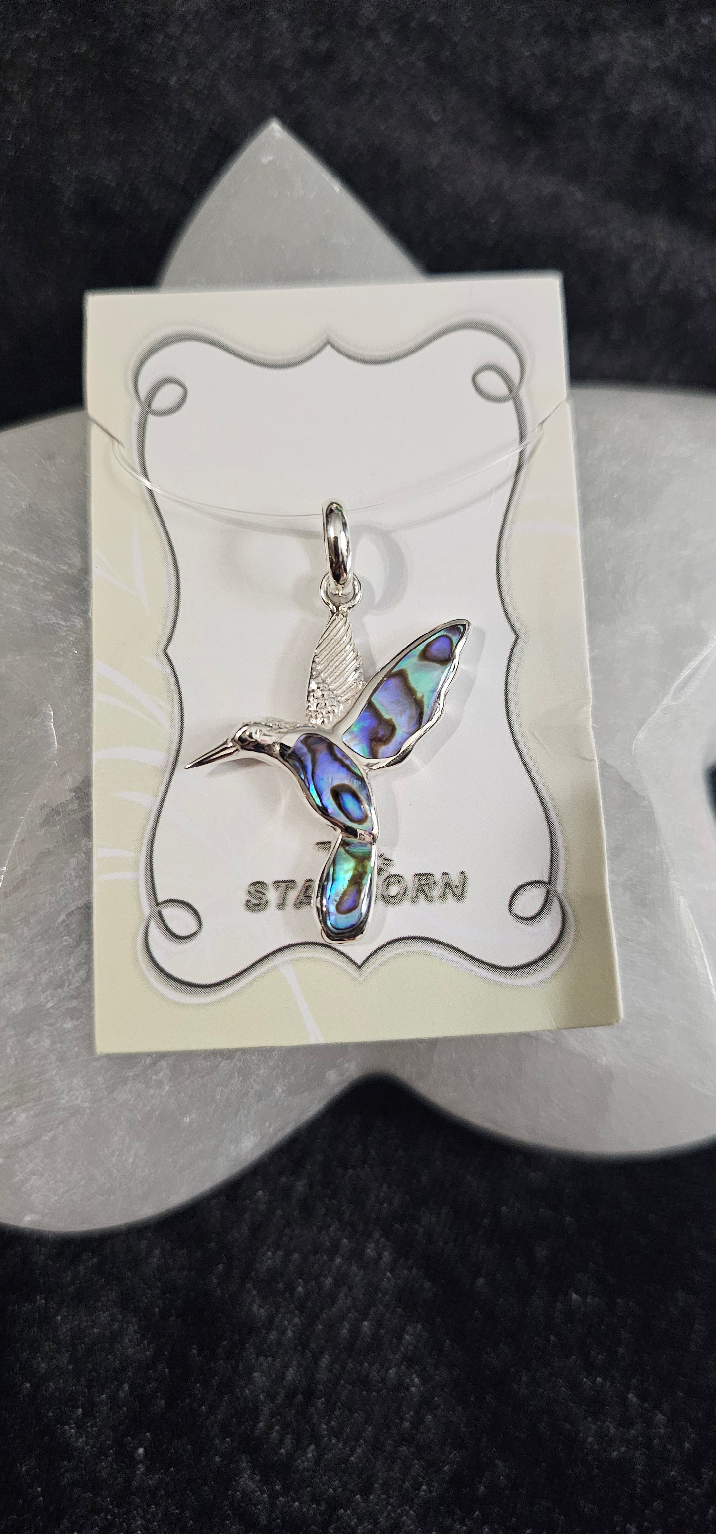 Abalone Shell Hummingbird Pendant