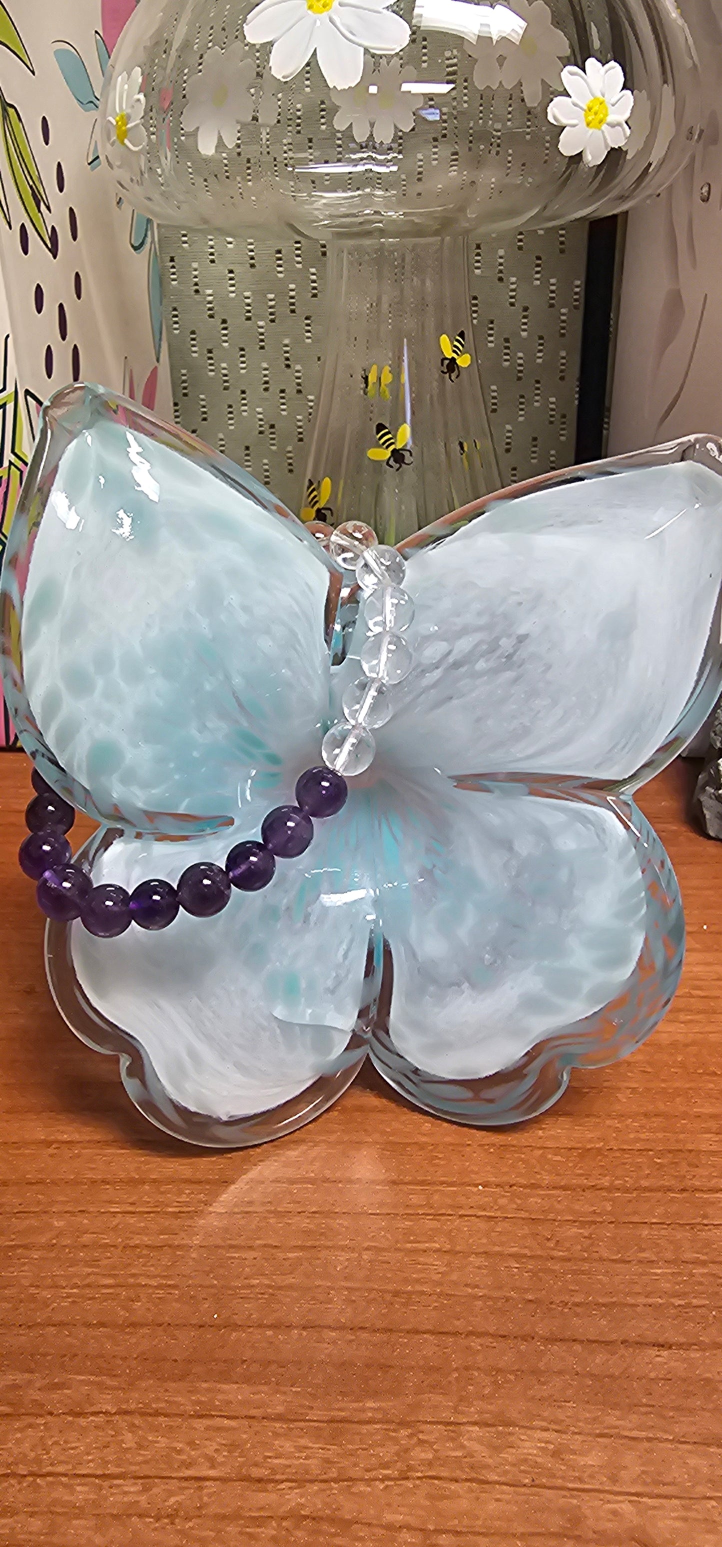 Amethyst/Clear Quartz bracelet-8mm