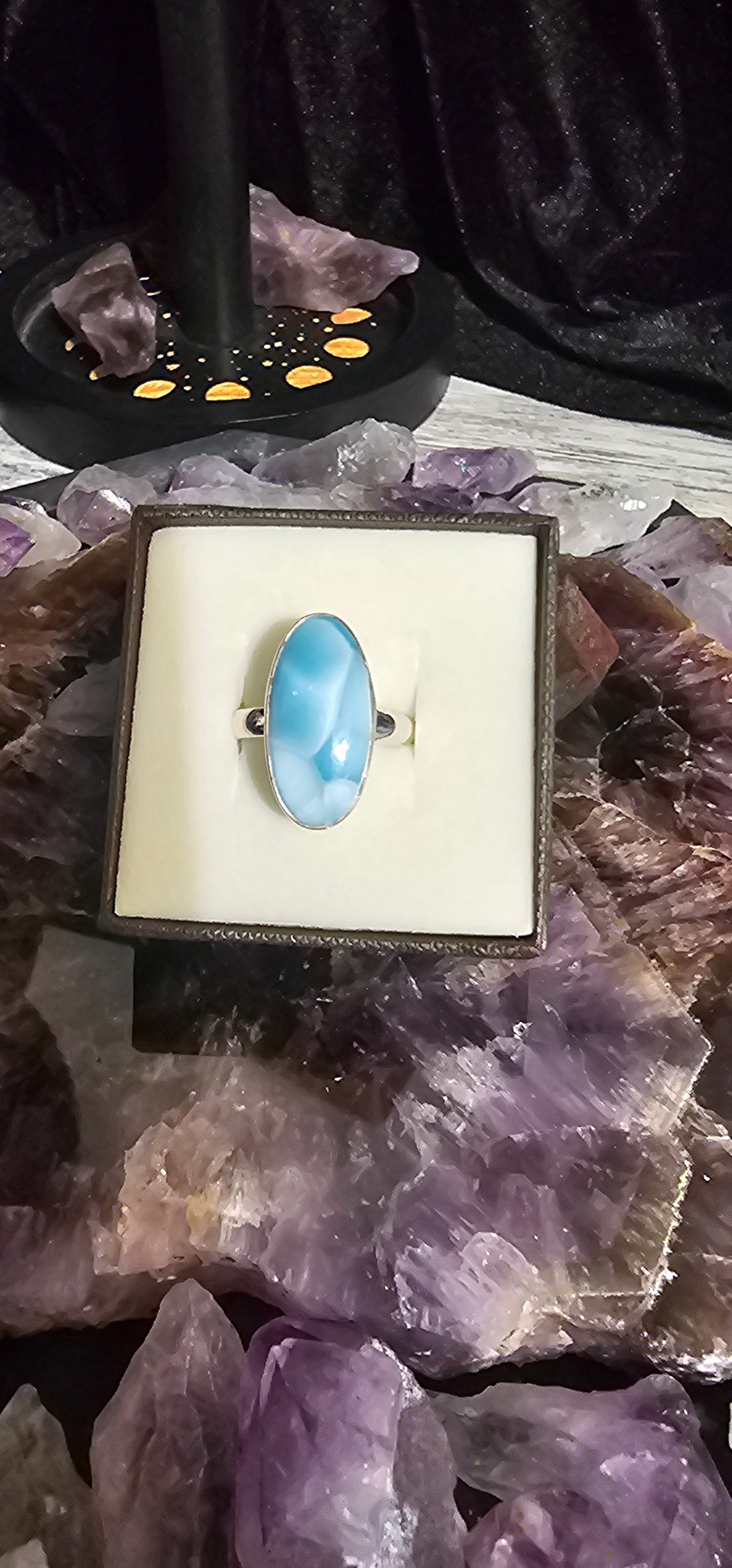 Larimar Sterling Silver ring - adjustable
