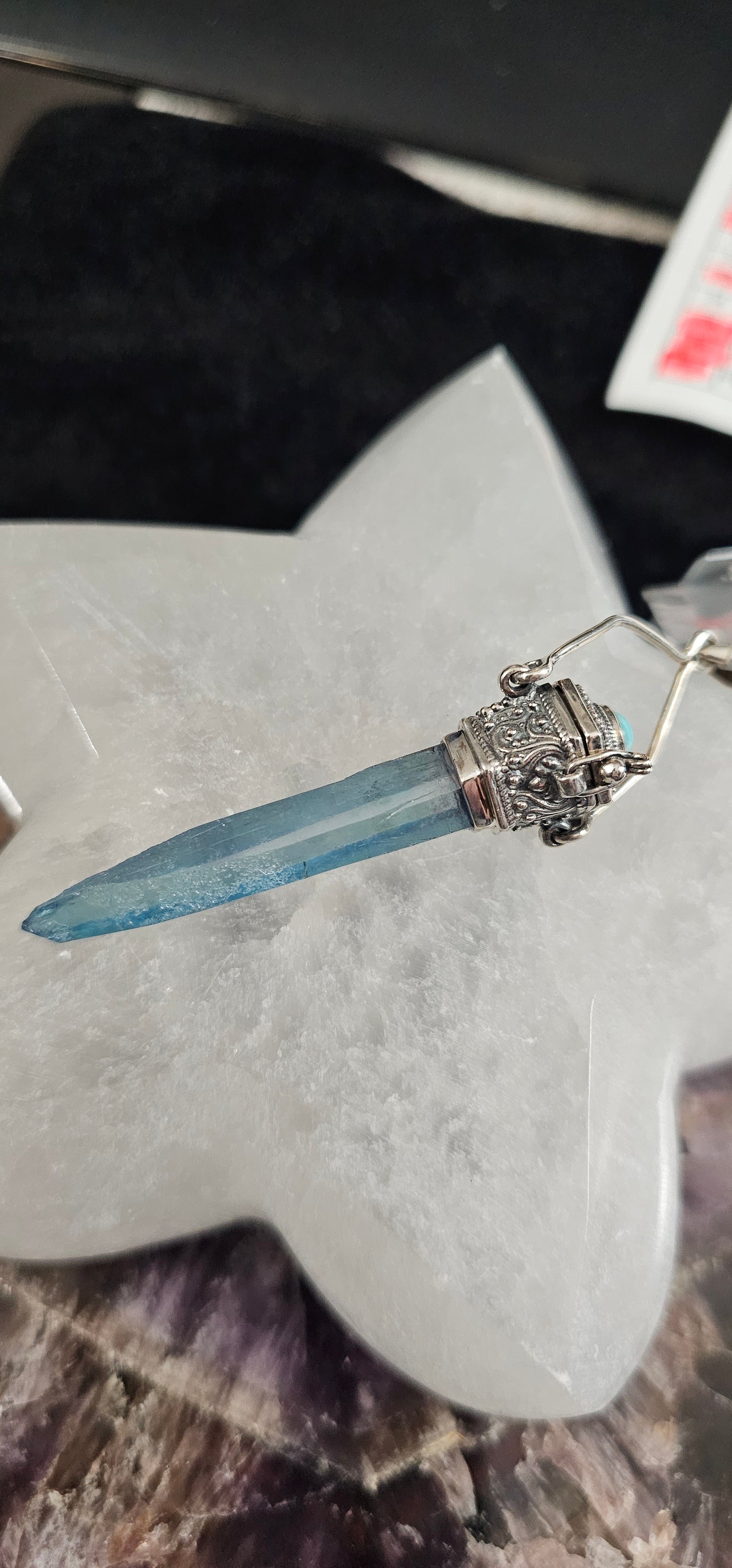 Aqua Aura Quartz & Campitos Turquoise Pendant
