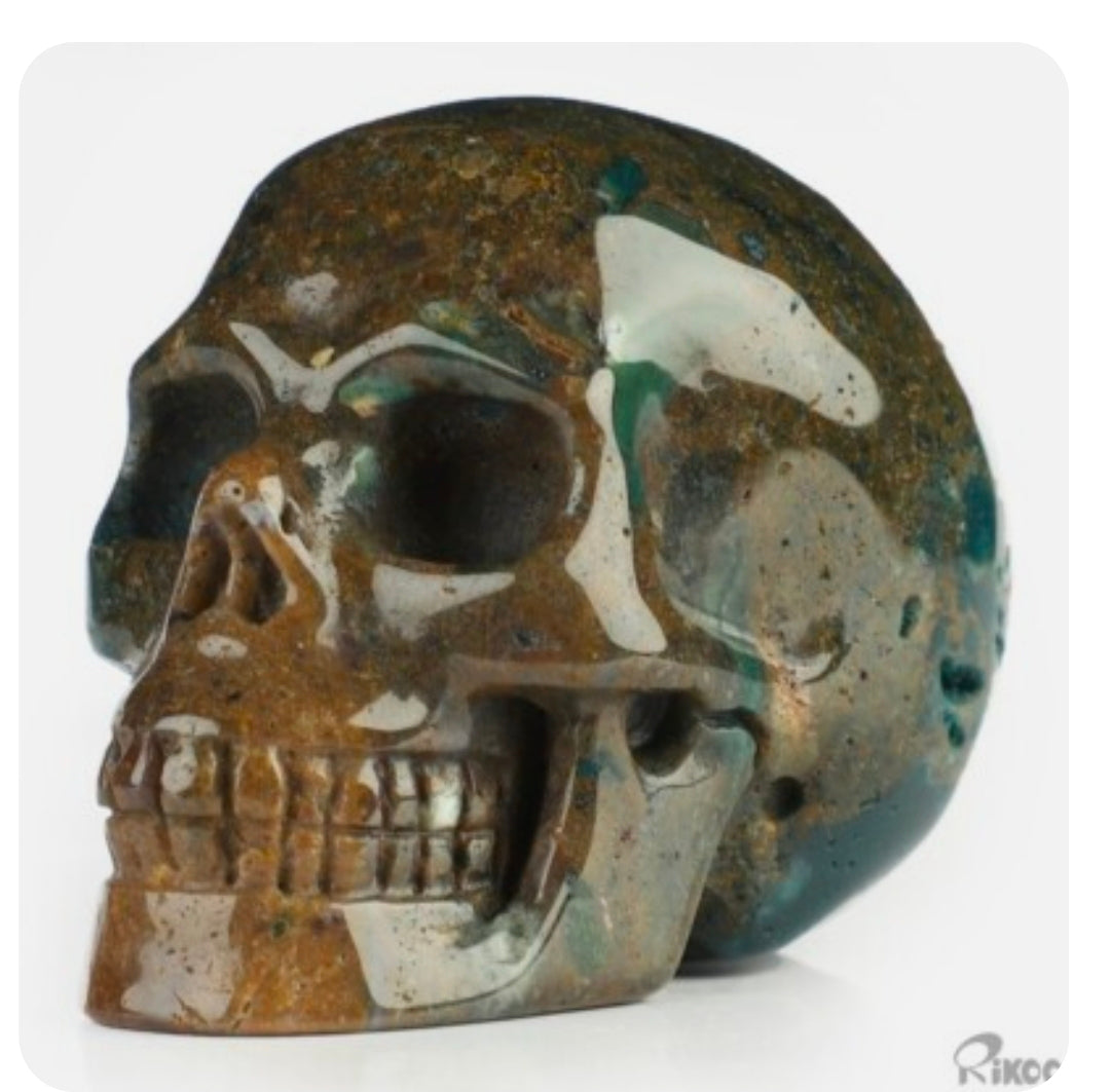 2.0" Indian Agate, Hand Carved Crystal Skull, Realistic, Crystal Healing