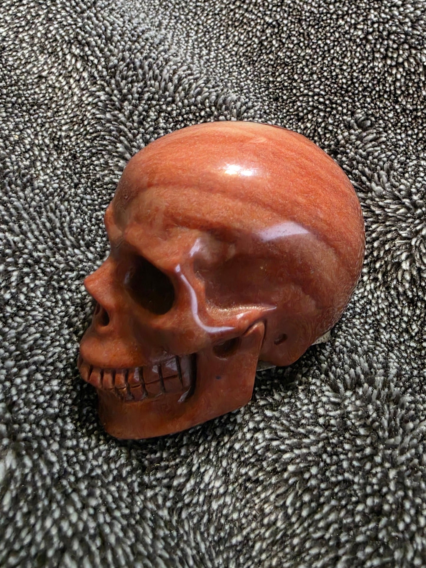2.0" Red Painting Jasper, Hand Carved Crystal Skull, Realistic, Crystal Healing