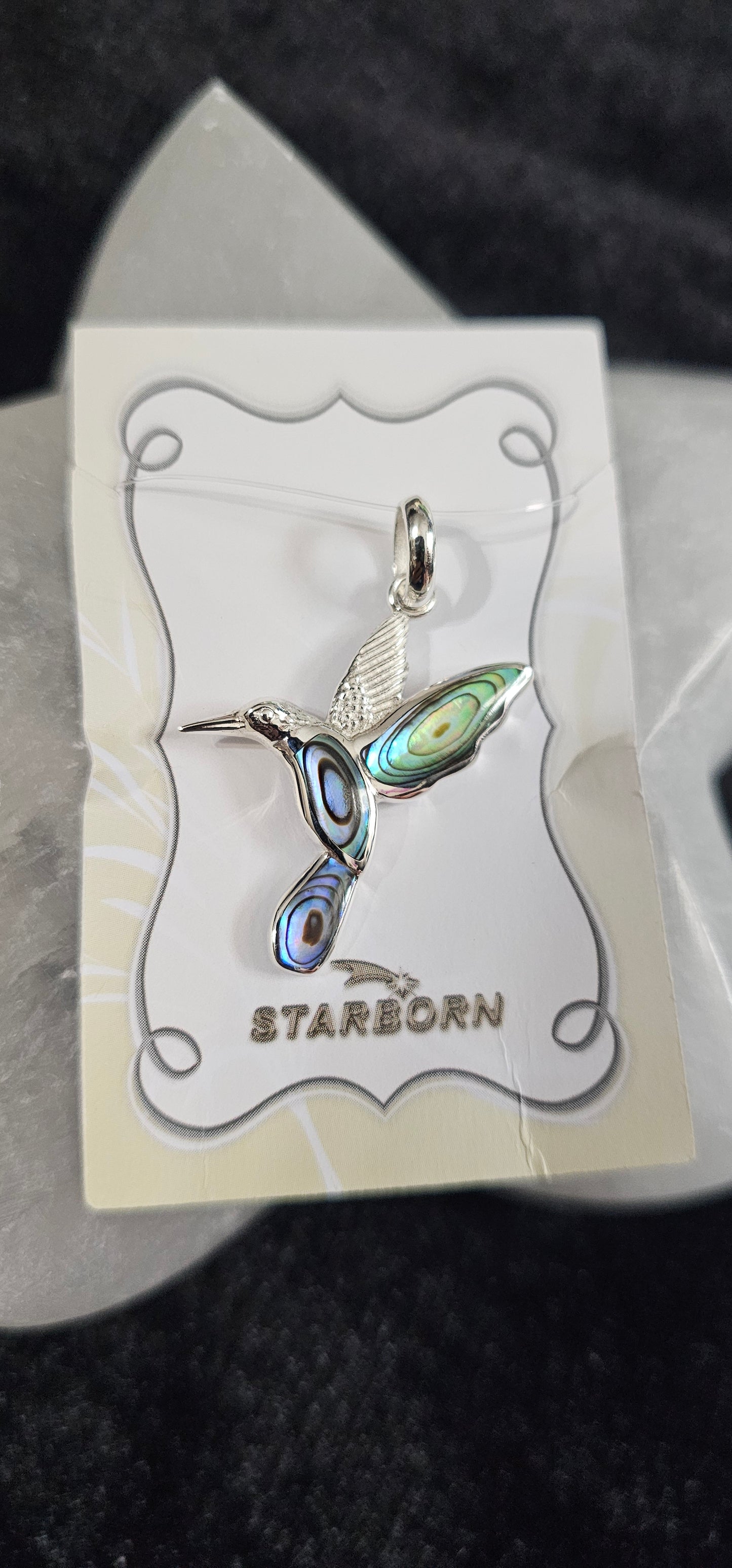 Abalone Shell Hummingbird Pendant