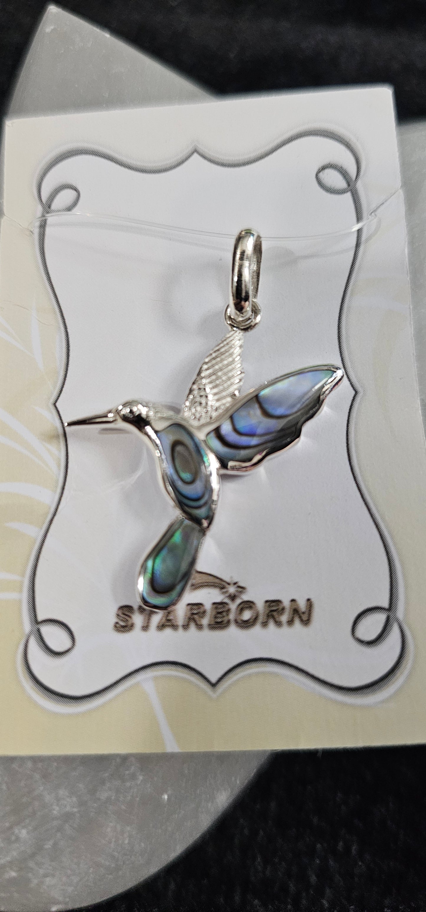 Abalone Shell Hummingbird Pendant