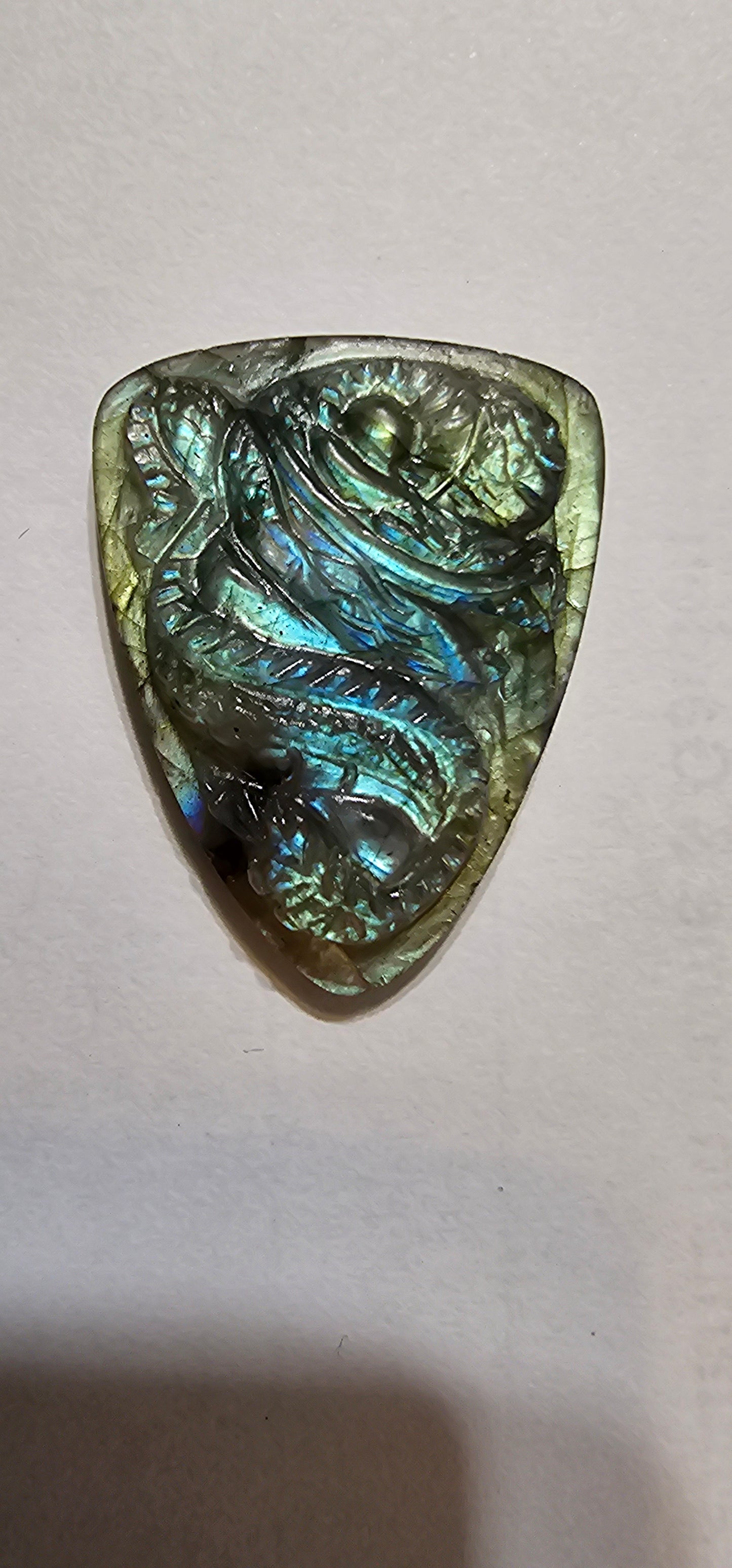 Labradorite Hand Carved Cabochon Dragon Carving