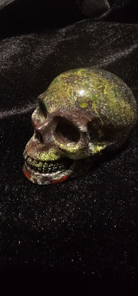Dragon Bloodstone 2" Skullis, Hand Carved Crystal Skull, Realistic, Crystal Healing