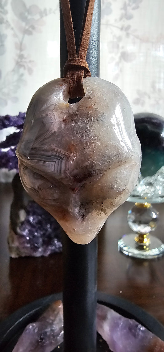 Red Crazy Lace Agate Pendant- 1.4” Alien Pendant