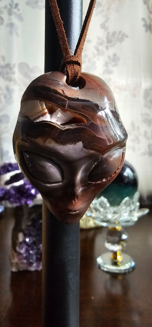 Dinosaur Egg Agate Pendant- 1.4” Dinosaur Egg Agate 1.4” Alien Pendant