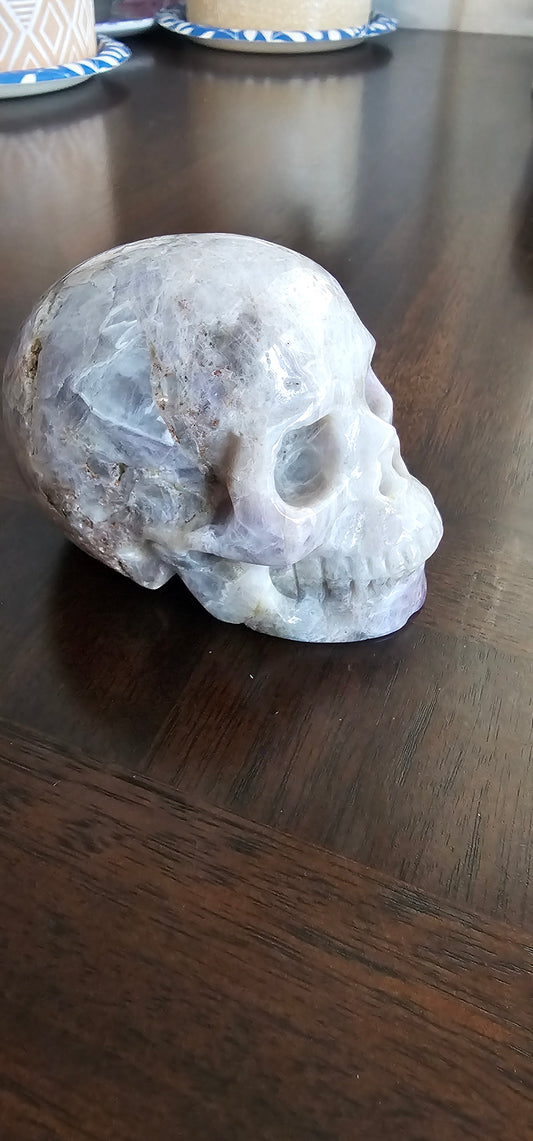 Dream Chevron Amethyst  3.4" Skullis, Hand Carved Crystal Skull, Realistic, Crystal Healing