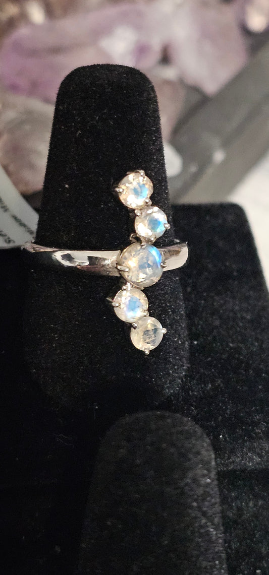 Rainbow Moonstone Sterling Silver Ring