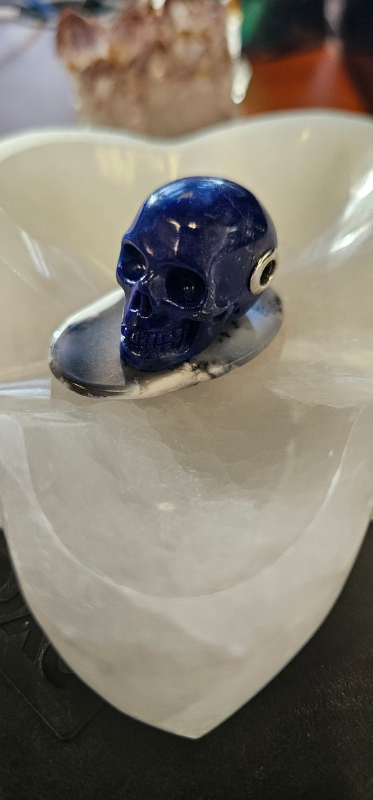 Lapis Lazuli Hand Carved Skullis Skull pendant