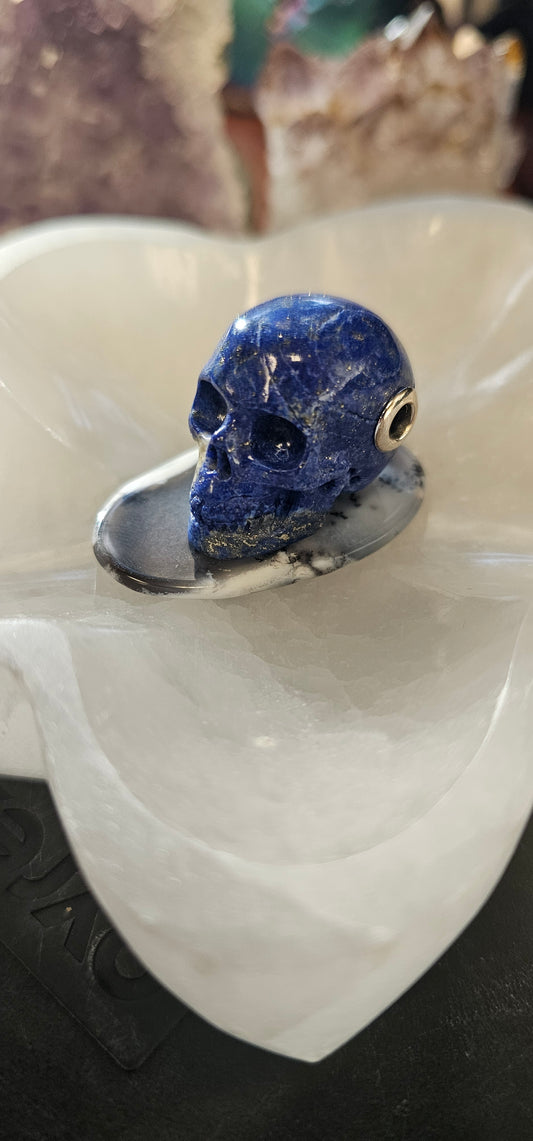 Lapis Lazuli Hand Carved Skullis Skull pendant