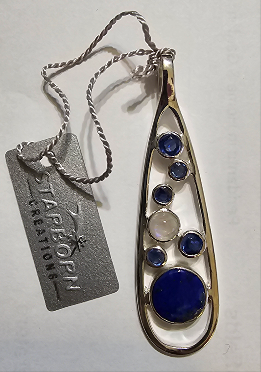 Lapis Lazuli Multi-Stone Pendant in Sterling Silver