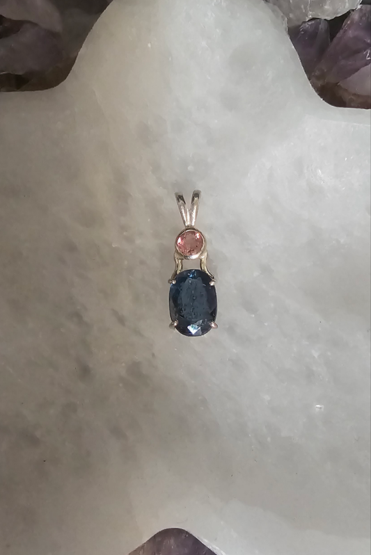 Pink and Blue Tourmaline pendant with Sterling Silver