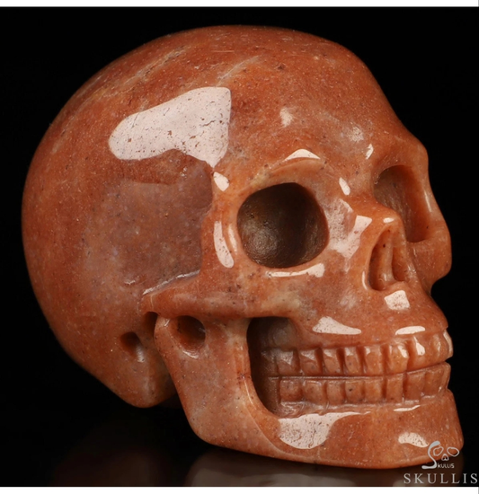 Red Adventurine 2"Skullis, Hand Carved Crystal Skull, Realistic, Crystal Healing