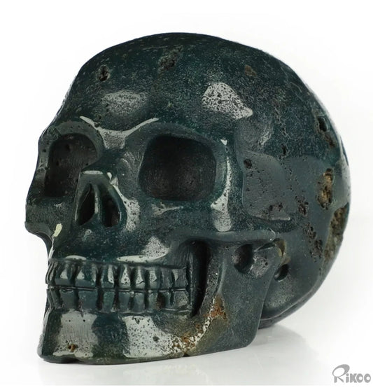 Green Grape Agate 2" Skullis, Hand Carved Crystal Skull, Realistic, Crystal Healing
