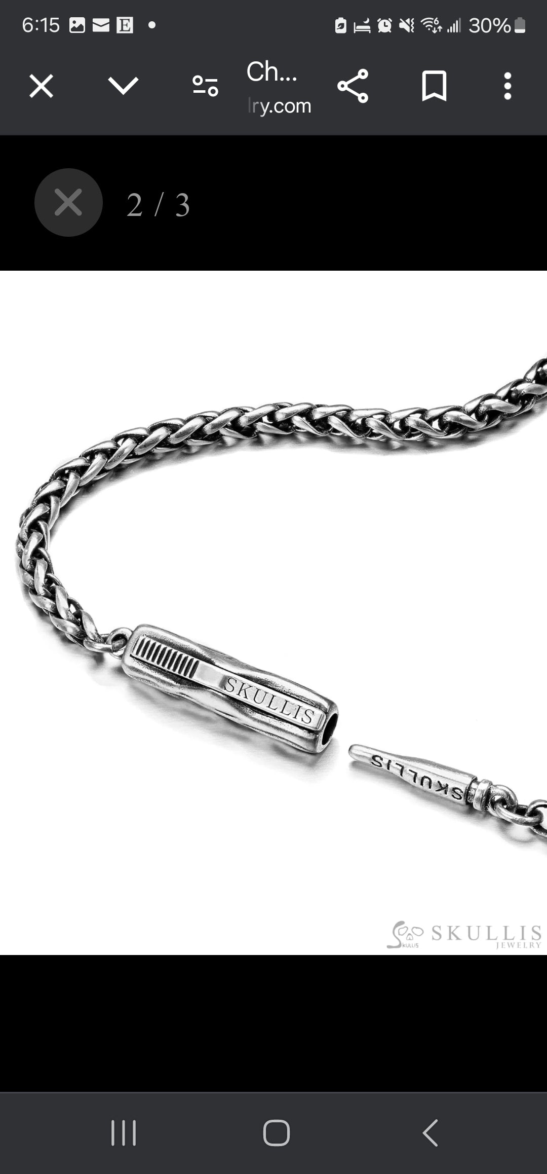 Chopin Chain with Bayonet Clasp by Skullis 925 Blackened Sterling Silver chain 2.5mm diameter