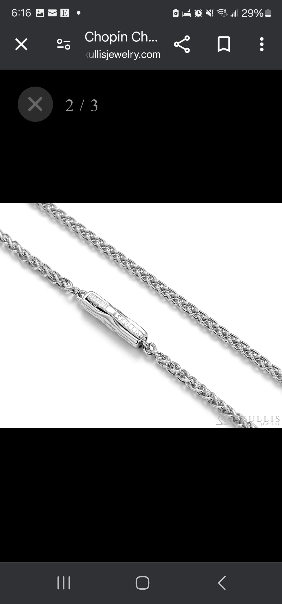 Chopin Chain with Bayonet Clasp by Skullis 925 Rhodium plated Sterling Silver 2.0mm