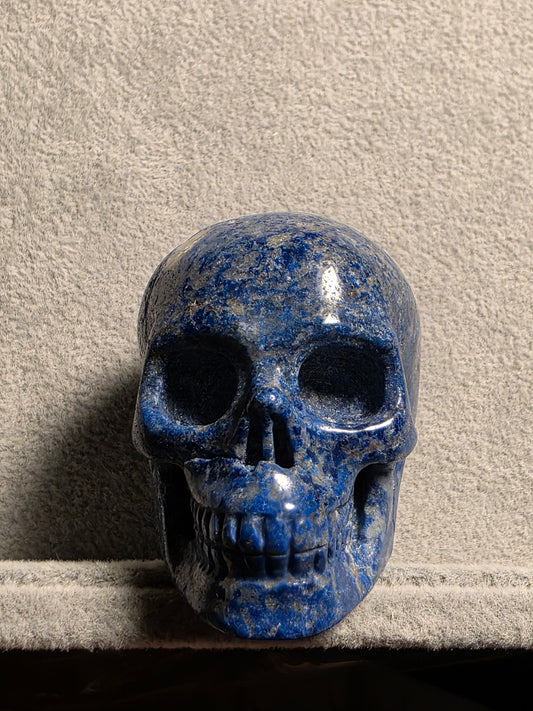 2.0"Lapis Lazuli, Hand Carved Crystal Skull, Realistic, Crystal Healing