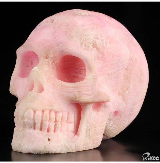 Pink Aragonite 2" Skullis, Hand Carved Crystal Skull, Realistic, Crystal Healing
