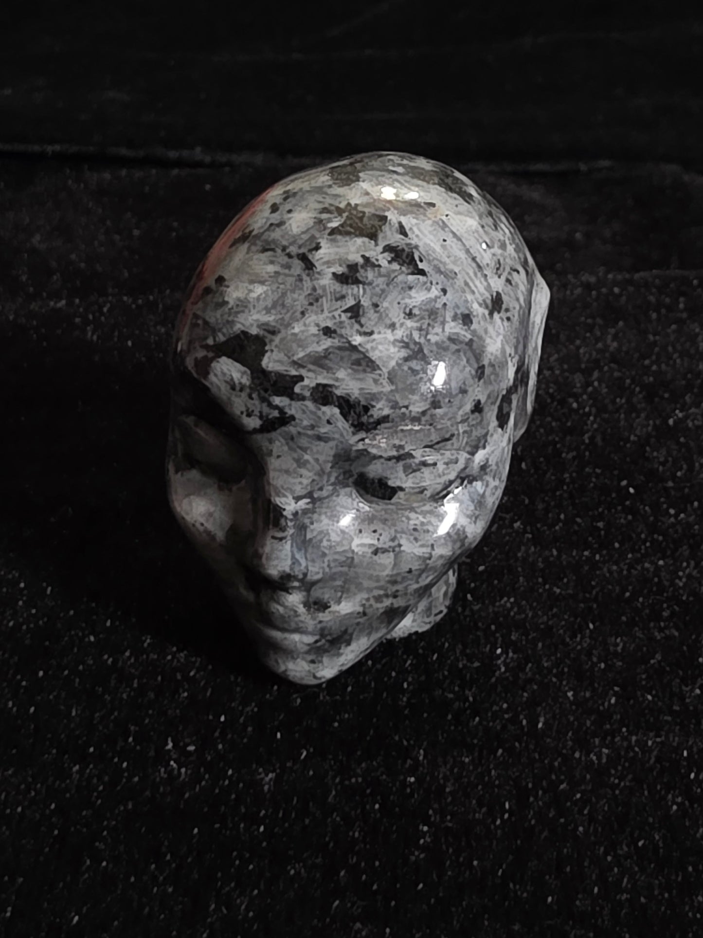 Larvakite 2" Skullis Hand Carved  Crystal Fairy Elf Alien, Realistic, Crystal Healing